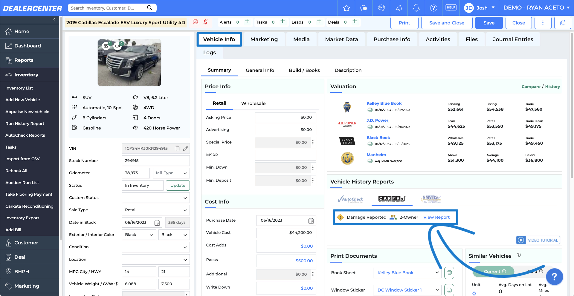 Carfax Info on Vehicle Detail Page.png