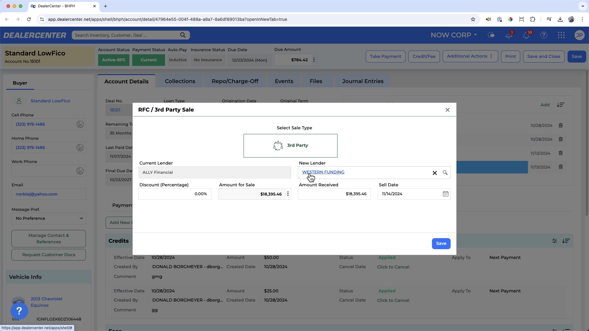 Sell/Transfer Account