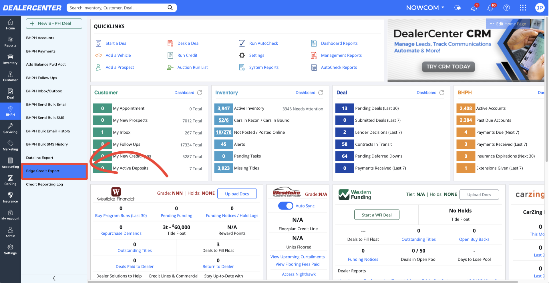 BHPH - Edge Credit Reporting - Side Menu.png