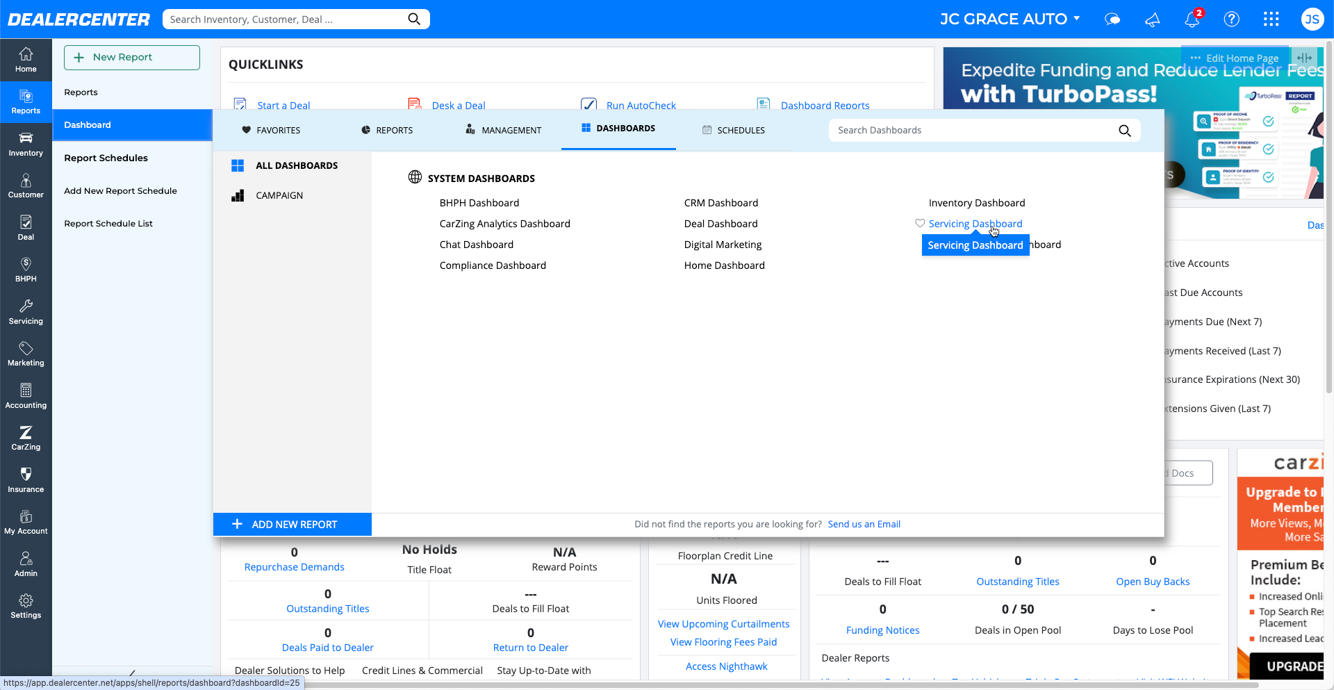 Servicing - Servicing Dashboard Menu.png