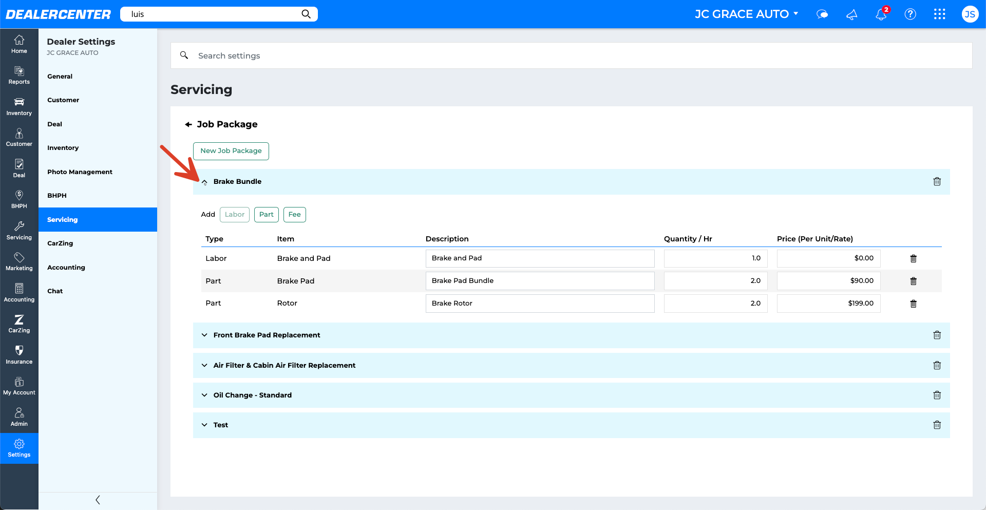 Servicing Settings - Job Packages Page.png